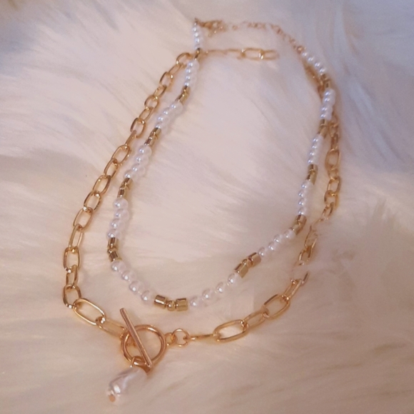 2pcs Gold Faux Pearl Charm Buckle Necklace - Picture 14 of 15